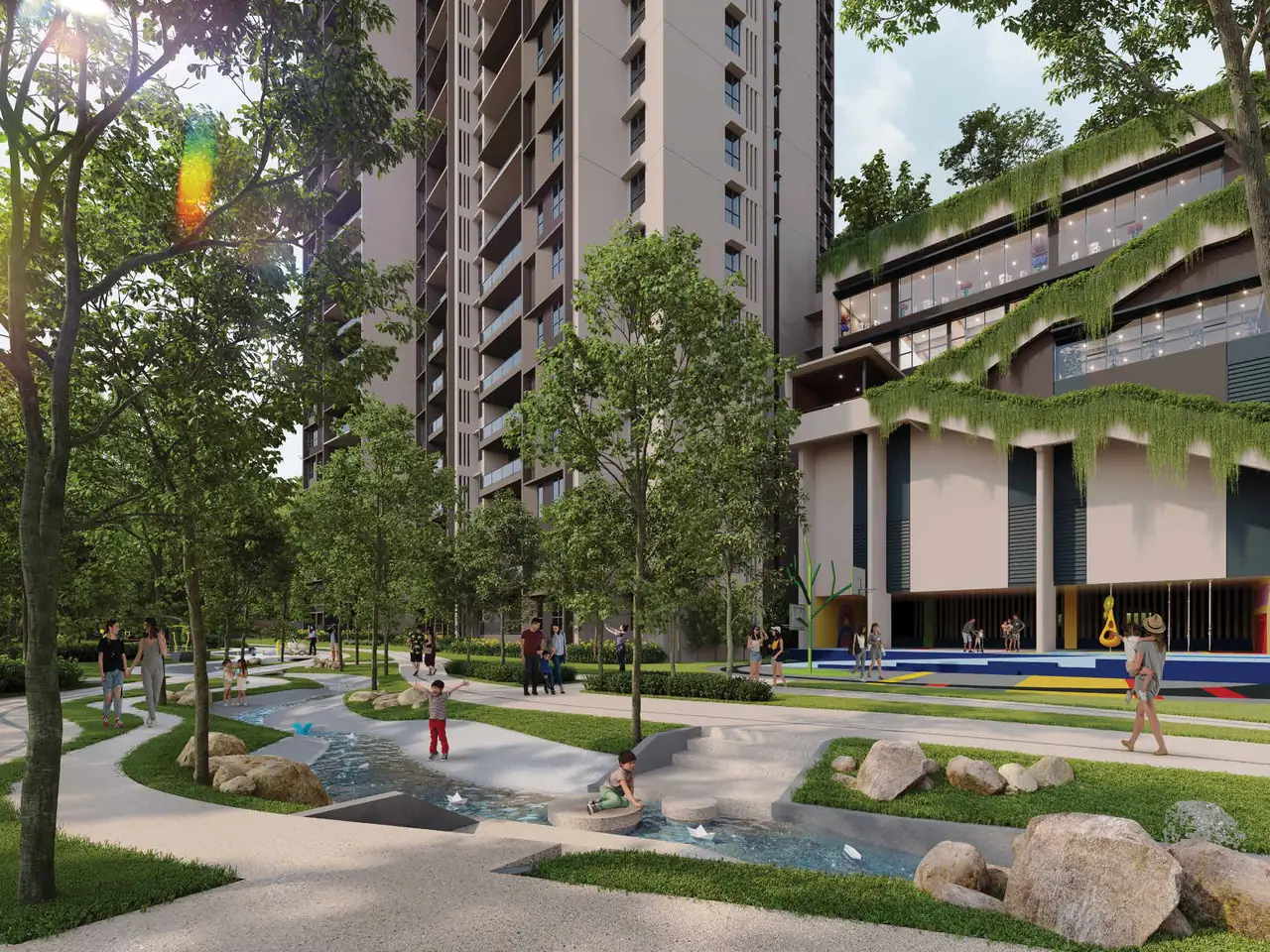 Ayanna 1.3-acre recreational park with interactive stream